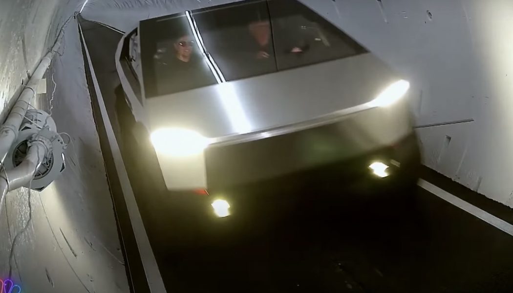 Jay Leno drives Tesla’s Cybertruck through Elon Musk’s Boring Company tunnel