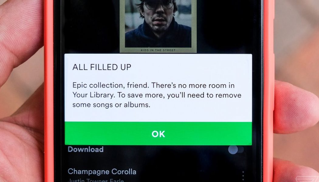 Spotify finally removes its 10,000-song library limit