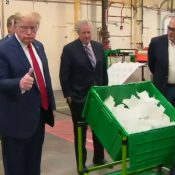 Trump Tours Mask Factory Without Mask as “Live or Let Die” Plays Over Loudspeaker