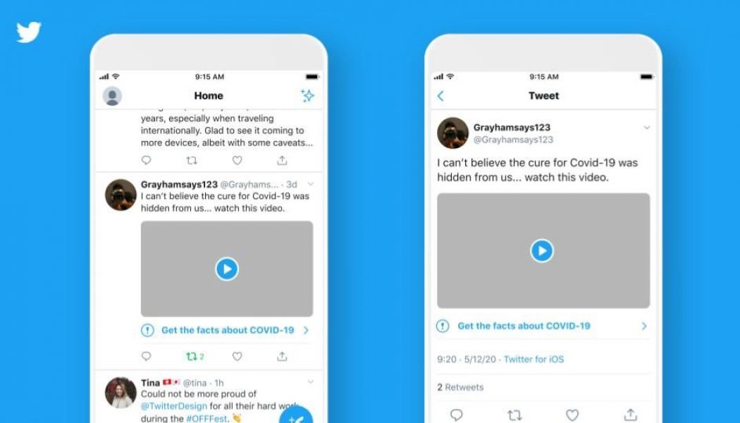 Twitter introducing new labels for tweets with misleading COVID-19 information