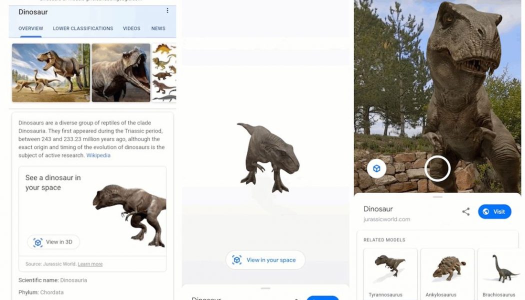 Google now lets you see dinosaurs in the real world through augmented reality