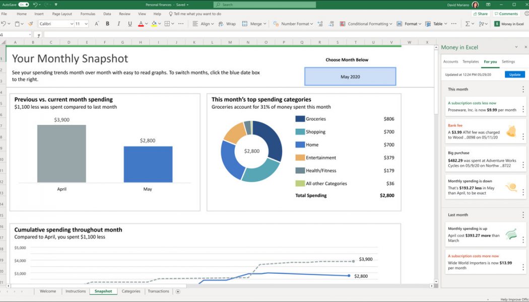 Microsoft can now import your banking activity into Excel