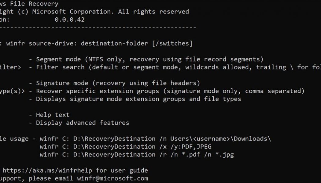 Microsoft’s new Windows File Recovery tool lets you retrieve deleted documents