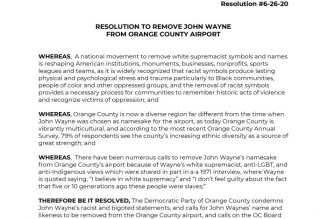 Resolution Calls for John Wayne Airport to Be Renamed