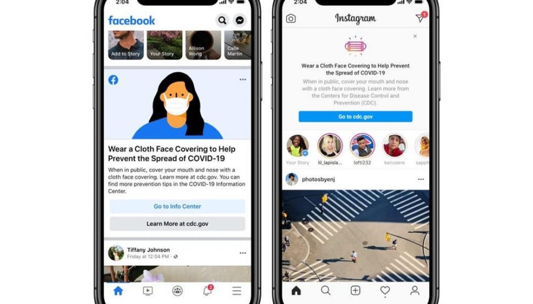 Facebook and Instagram Now Remind Users to Wear ‘Face Coverings’