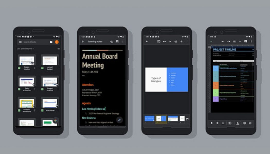 Google Docs, Sheets, and Slides now have a dark theme on Android