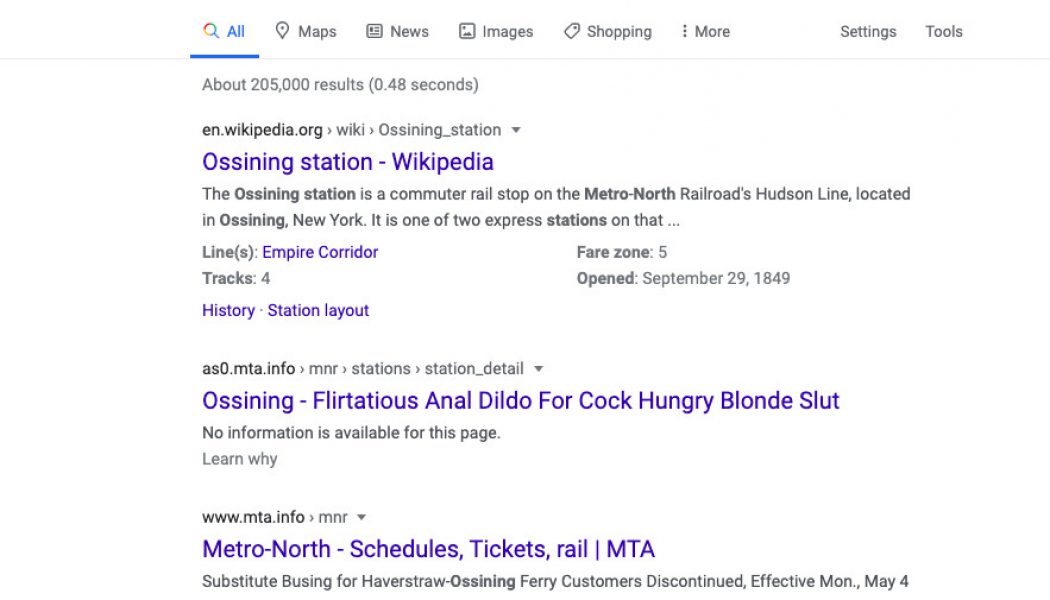 The MTA’s got porn in its Google search results