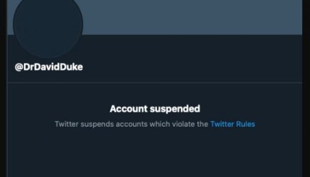 Twitter permanently suspends white supremacist David Duke