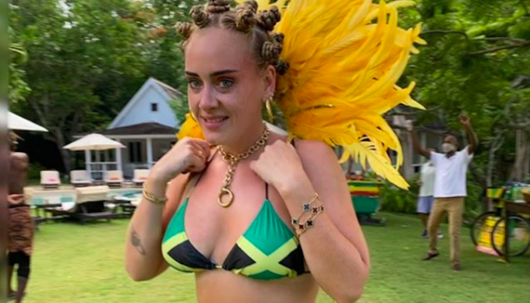 Adele Posts Photo Wearing Jamaican Flag Bikini, Bantu Knots and the Internet Is Not Happy