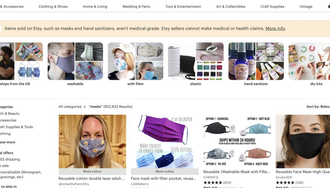 Etsy helped sell $346 million worth of homemade masks