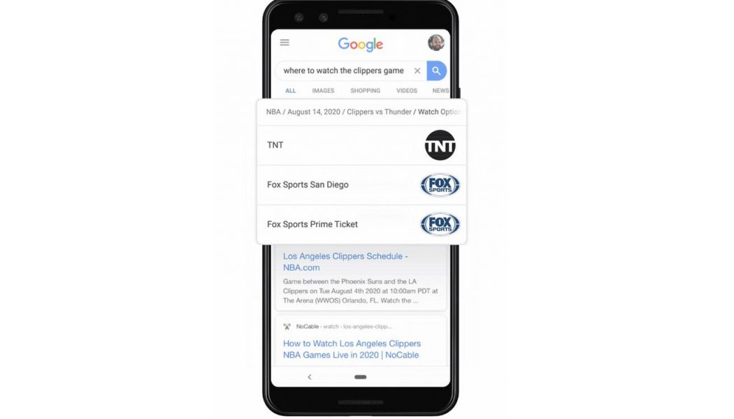 Google will show where to watch NBA or MLB games right in search