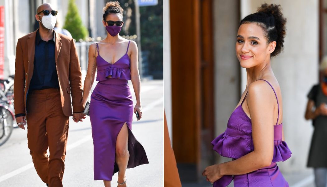 Nathalie Emmanuel Makes a Satin Face Mask and Crop Top Look Elegant at Venice Film Festival