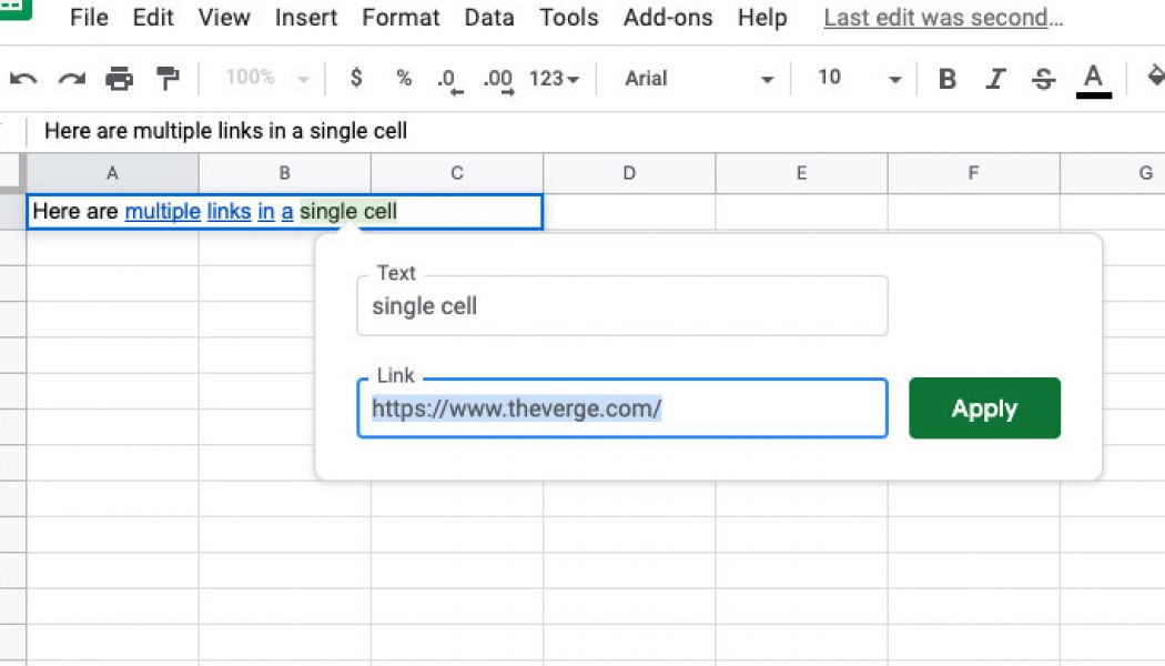 Today I learned Google Sheets now lets you link multiple words in a single cell