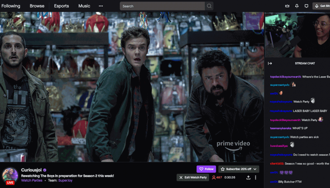 Twitch now lets anyone host an online movie party with the Amazon Prime Video library