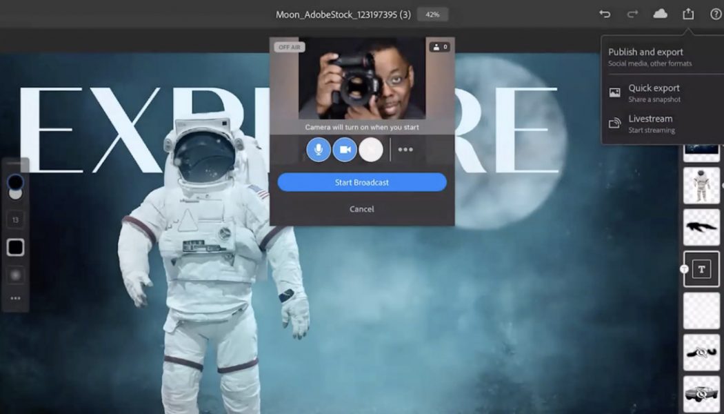 Adobe builds live-streaming into Photoshop and Illustrator for iPad