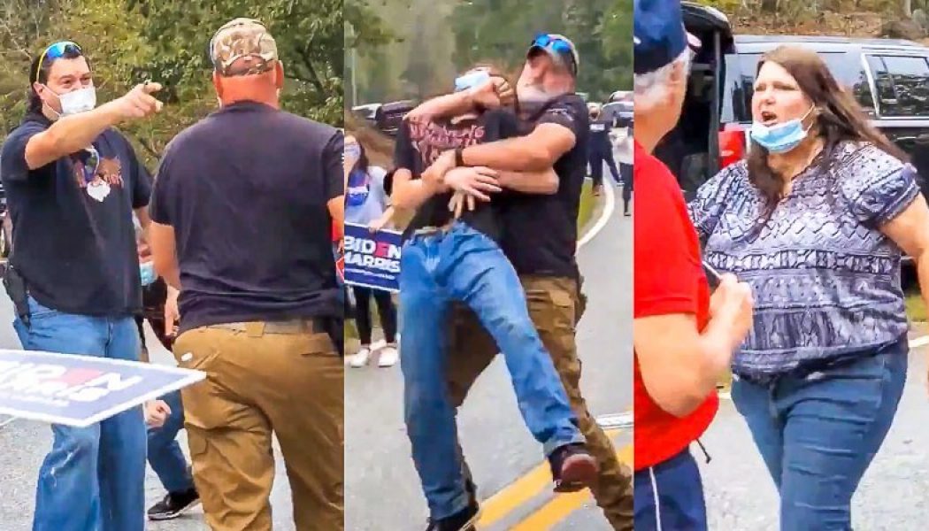 White On White Violence: Armed Biden & Trump Supporters Scrap Outside Democratic Rally In GA