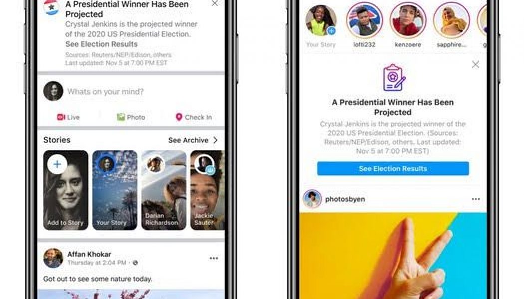 Facebook will announce presidential election result in Facebook and Instagram notifications