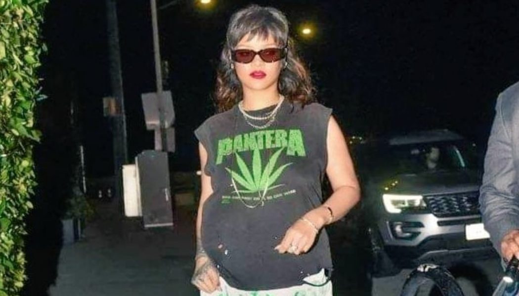 Rihanna Sports Vintage Pantera T-Shirt While Rocking a Mullet