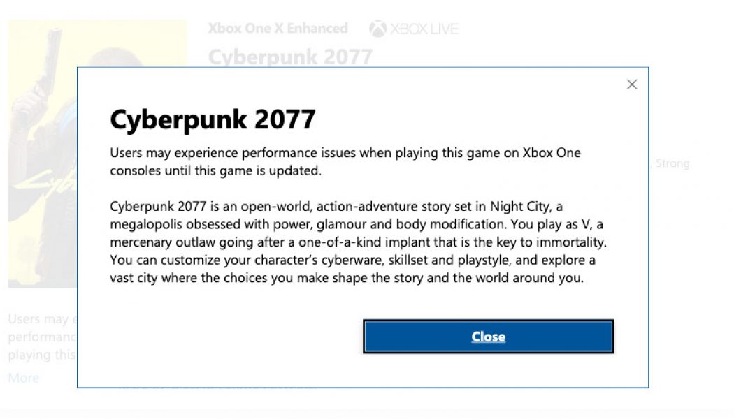 Cyberpunk 2077’s Microsoft store listing now has a warning for bugs