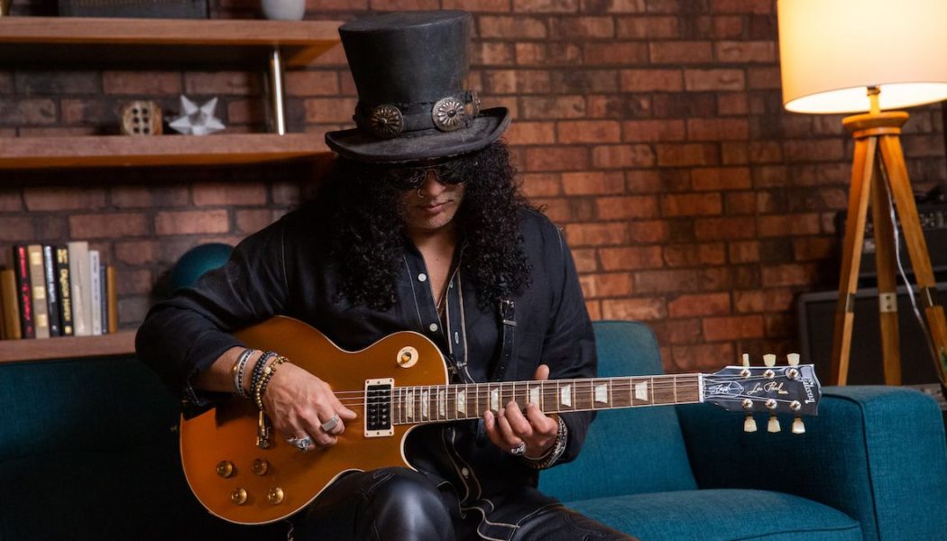 Slash Unveils Gibson “Victoria” Les Paul Standard Goldtop Electric Guitar