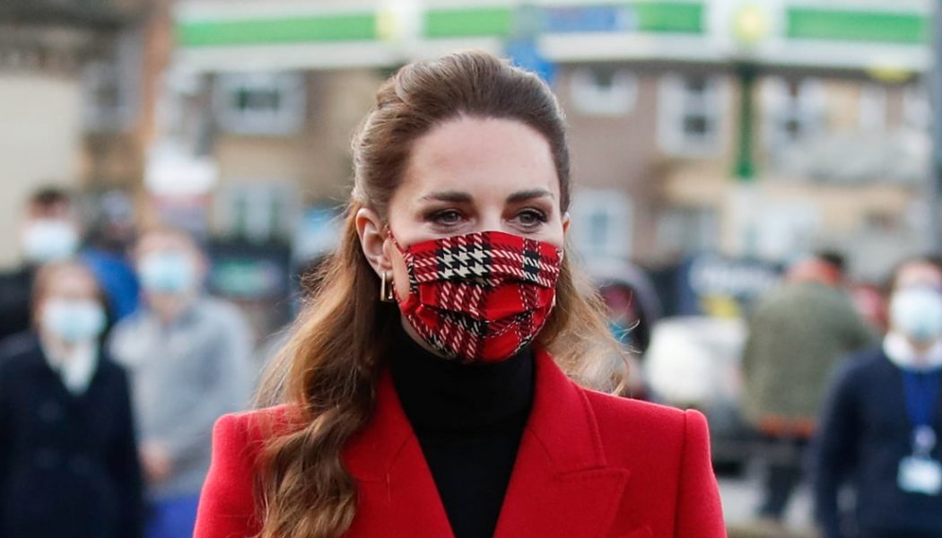 The Duchess of Cambridge Wore the Most Festive Tartan Face Mask From Designer Emilia Wickstead