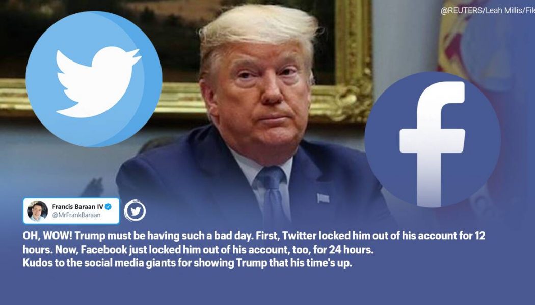 Facebook and Instagram Ban US President Trump for 24 Hours