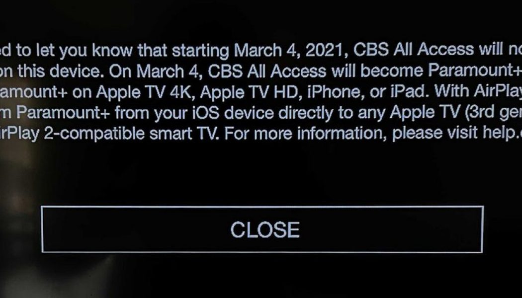 CBS All Access will stop working on older Apple TVs when Paramount Plus launches