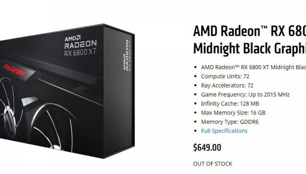 AMD inexplicably threw scalpers a bone with limited-edition Radeon RX 6800 XT ‘Midnight Black’ GPU