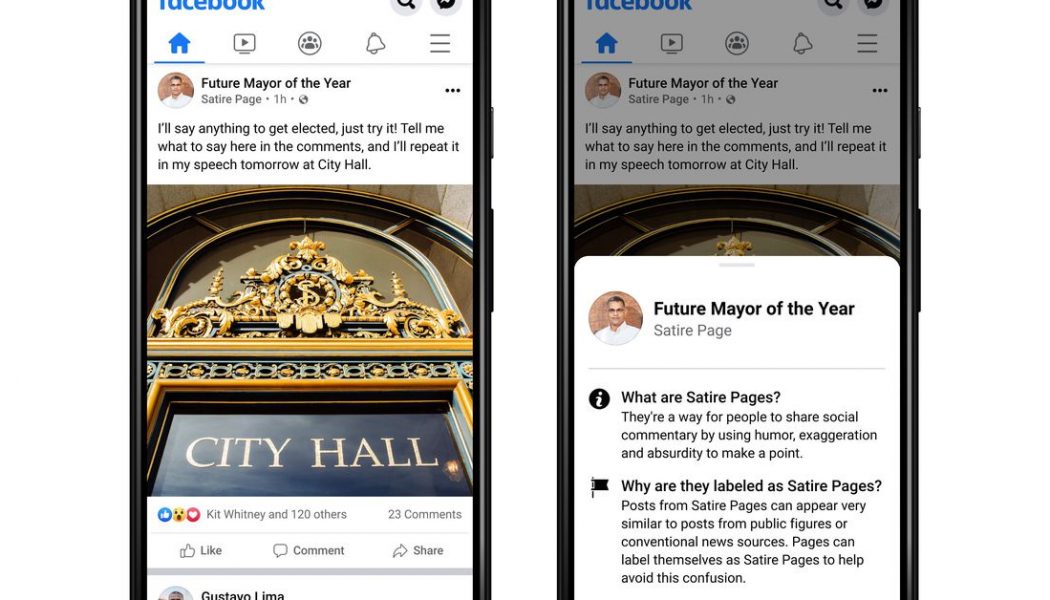 Facebook hopes tiny labels on posts will stop users confusing satire with reality