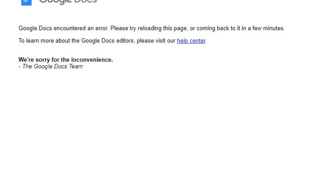 Google Docs and Sheets are experiencing partial outages