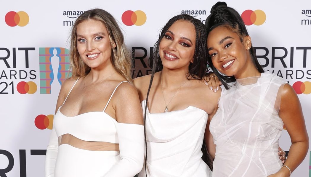 Little Mix Celebrate Their Baby Bumps in Angelic White Gowns at the BRIT Awards