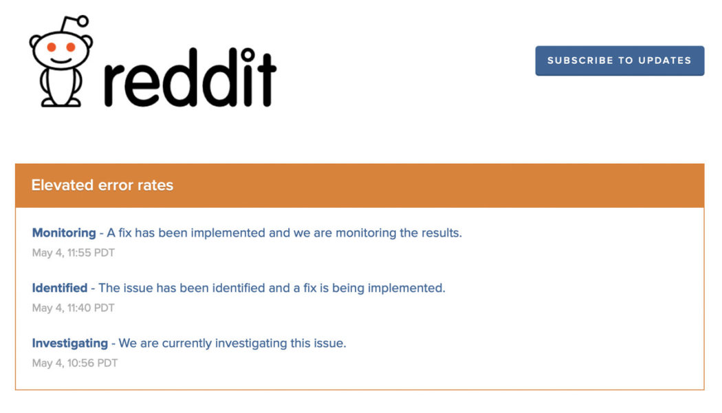 Reddit seems to be back after an almost hour-long outage