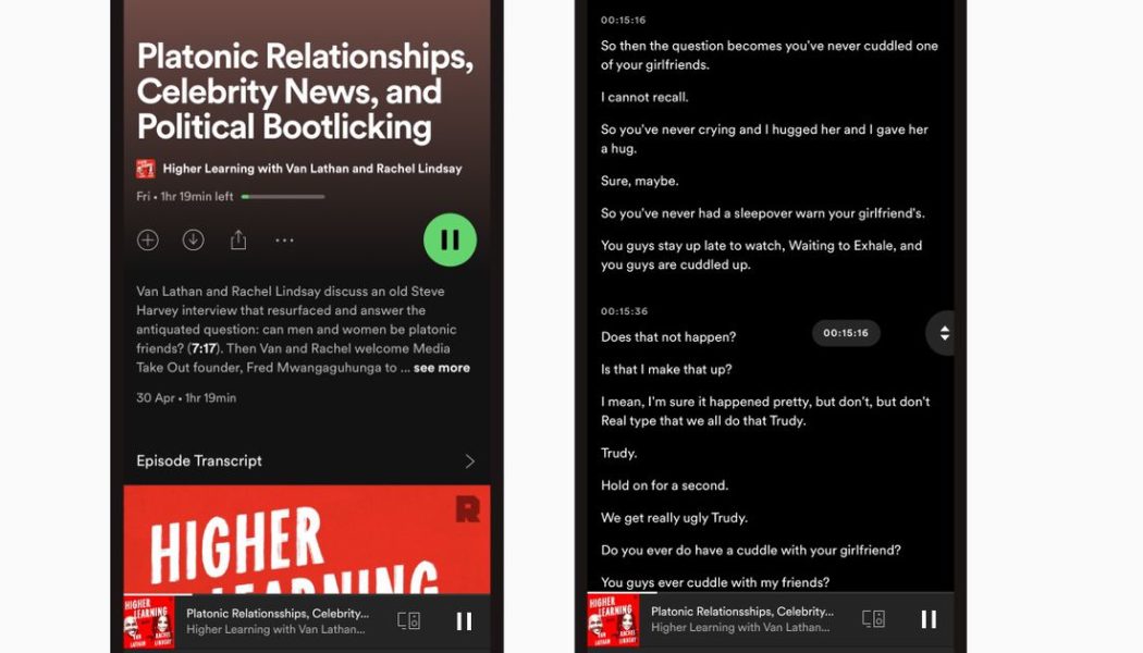 Spotify will auto-transcribe podcasts over the coming weeks