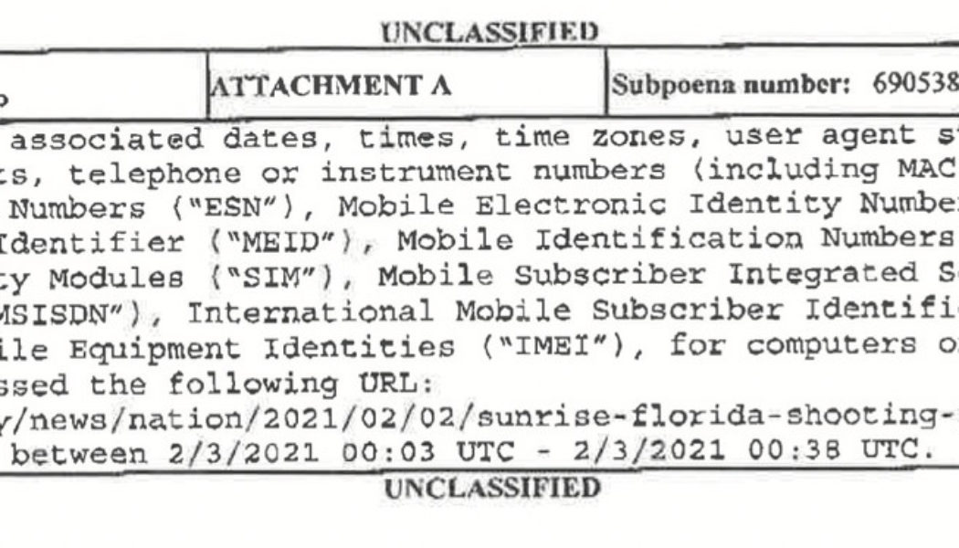 The FBI is trying to get IP addresses and phone numbers of people who read a USA Today article