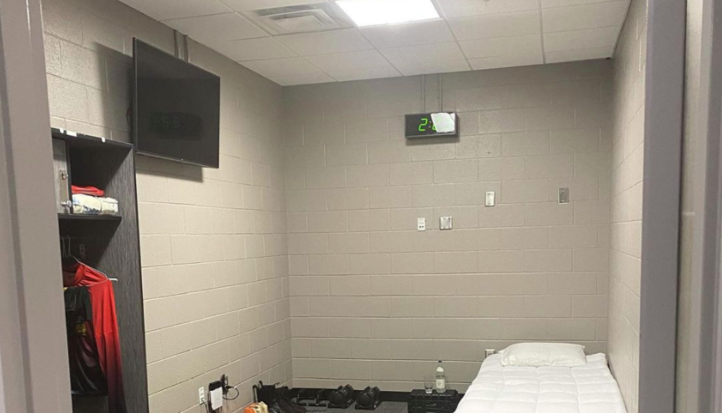 Kanye West Shows Off Dorm Set Up In Mercedes-Benz Stadium