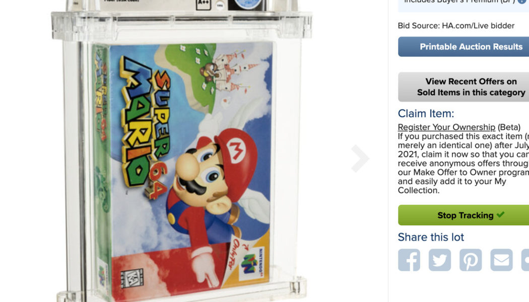 Sealed Super Mario 64 sells for more than $1.5 million, almost doubling a record just set on Friday