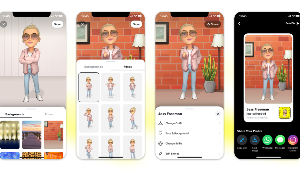 Snapchat will let you pose your Bitmoji on your profile in 3D