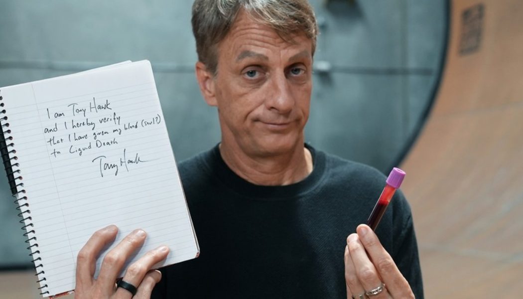 Tony Hawk Teams Up With Liquid Death To Release Skateboard Decks Infused With His Blood