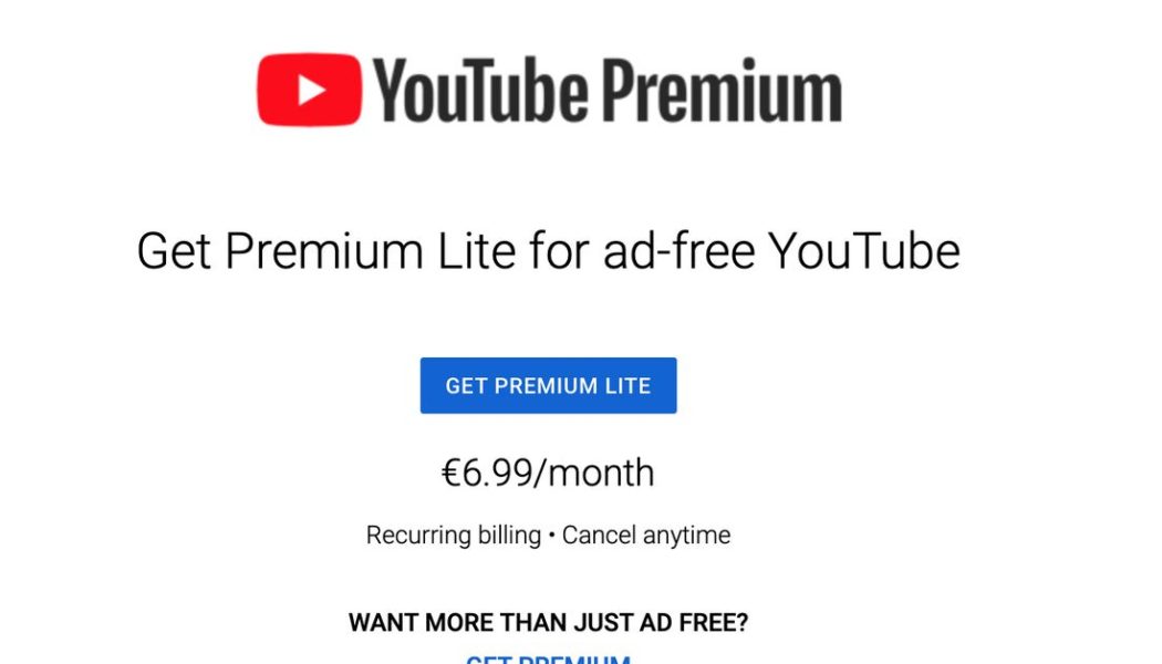 YouTube ‘Premium Lite’ subscription offers ad-free viewing for less