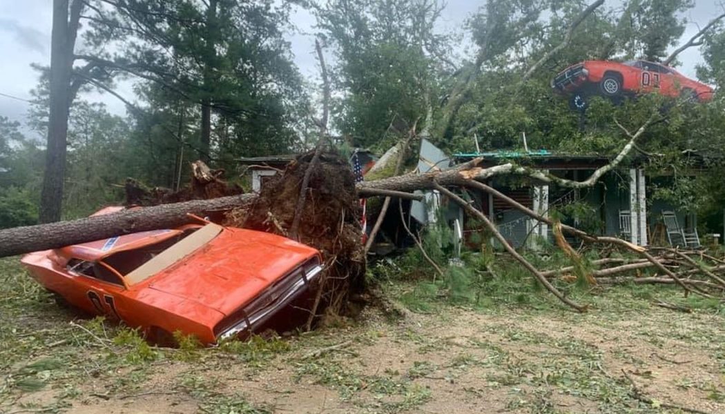 Dukes of Hazzard Confederate Flag Car Crushed by Hurricane Ida