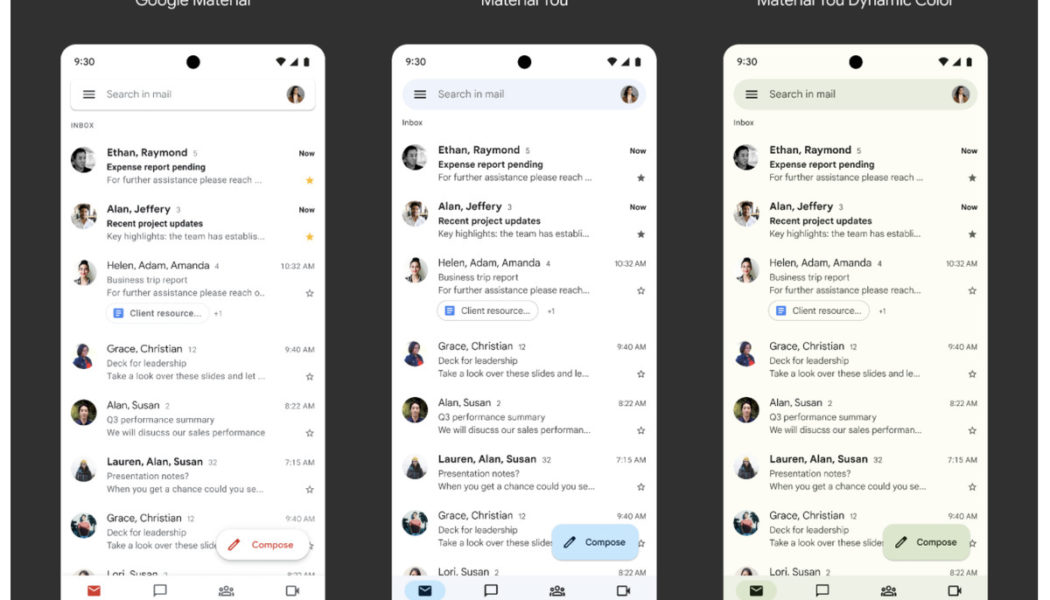 Google’s Material You design is coming to Gmail, Calendar, and Docs on Android