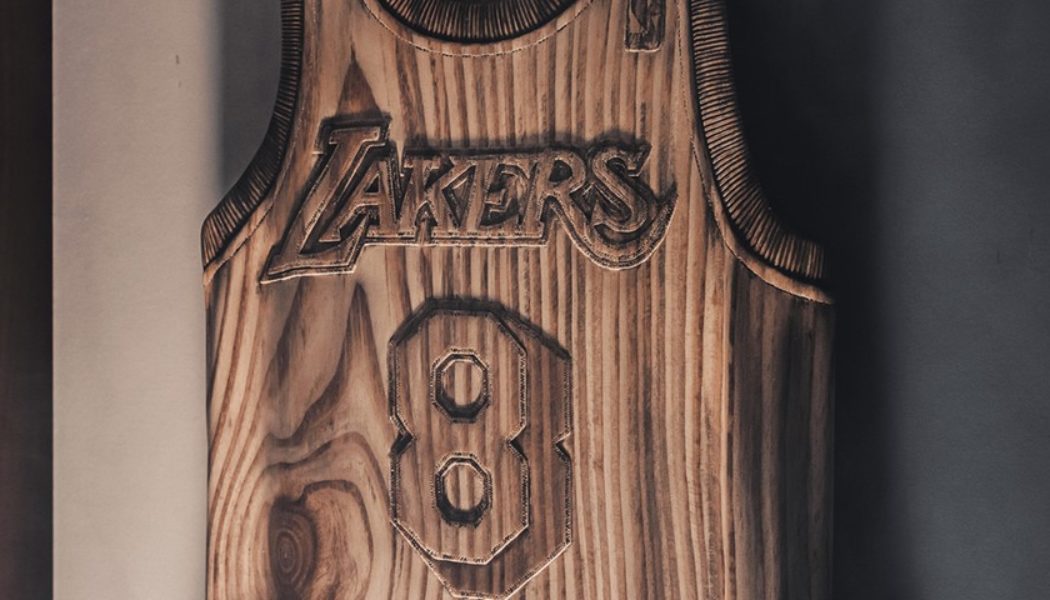 Kobe’s 24 Jersey Immortalized in an Elaborately Carved Block of Pinewood