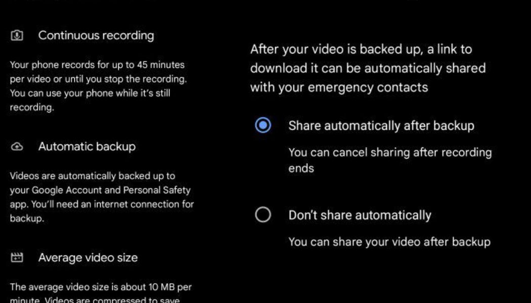 Pixel phones can automatically record and upload video in an emergency