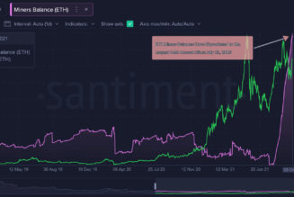 Amount of ETH held by miners reaches highest level since 2016