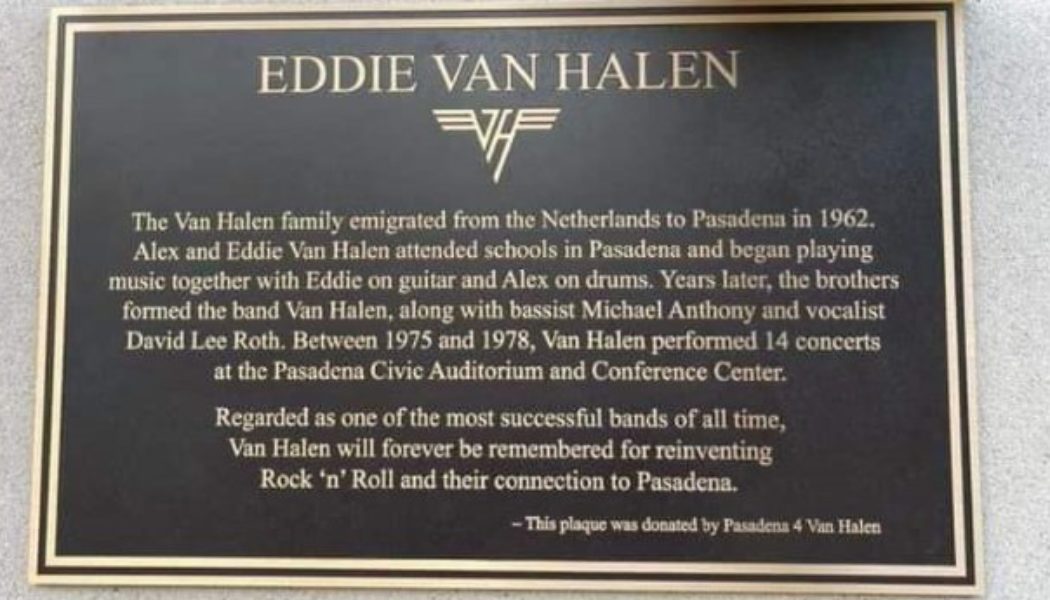 EDDIE VAN HALEN Memorial Plaque Officially Unveiled In Pasadena