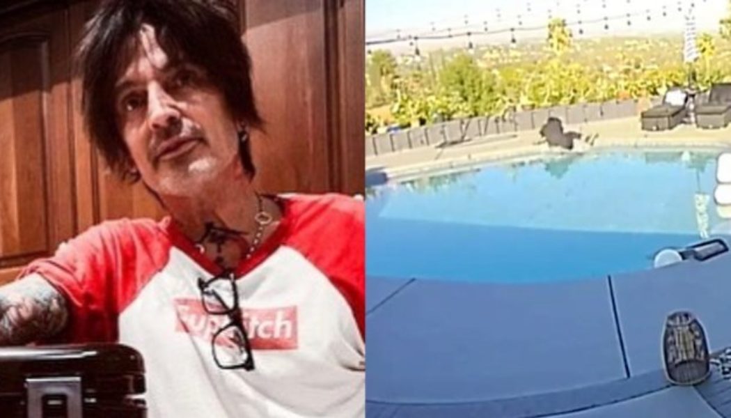 MÖTLEY CRÜE’s TOMMY LEE Narrowly Avoids Serious Injury In Swimming Pool Slip-And-Fall Accident (Video)