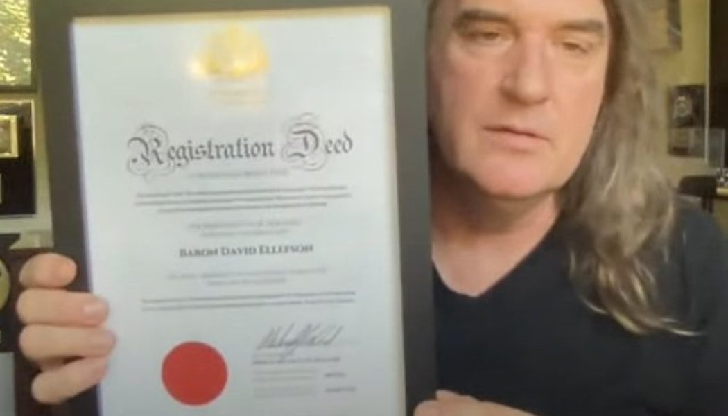 Ex-MEGADETH Bassist DAVID ELLEFSON Becomes A ‘Baron Of Sealand’