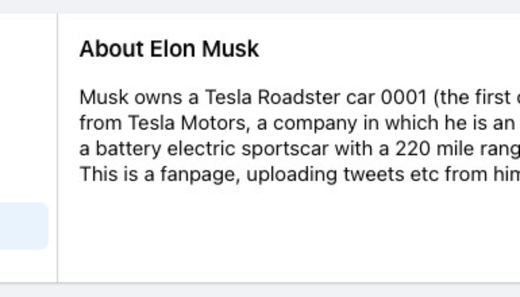 Facebook verified a fan page posing as Elon Musk