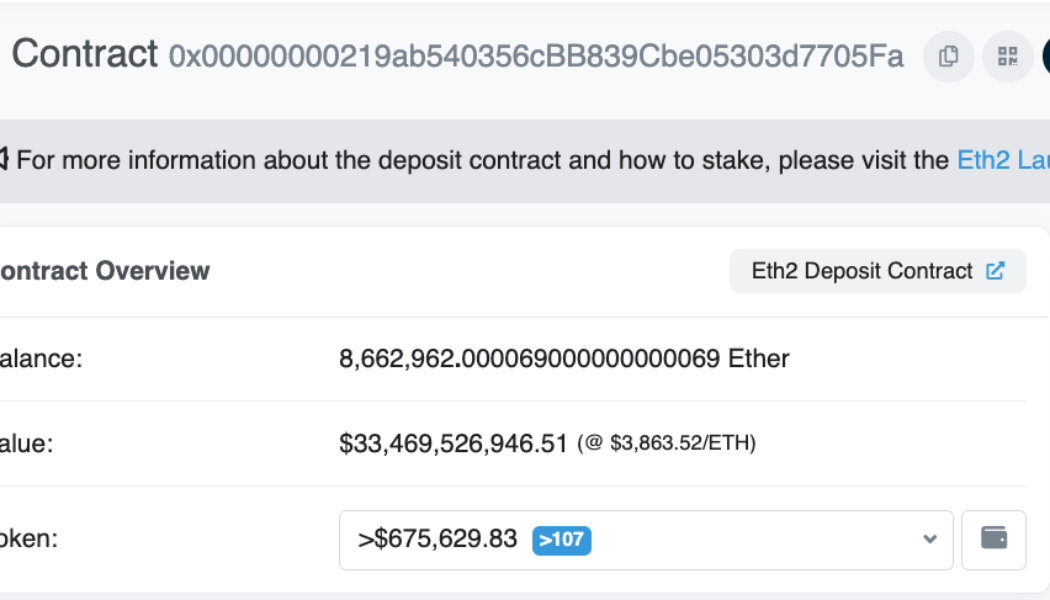 $33.5 billion worth of ETH ‘trapped’ in largest Ethereum contract