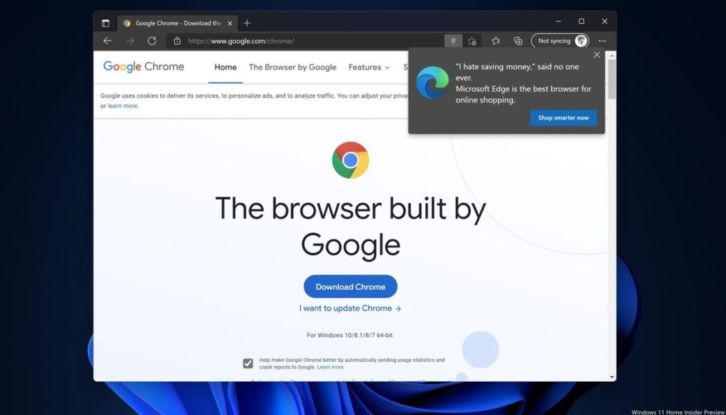 Microsoft’s new Windows prompts try to stop people downloading Chrome
